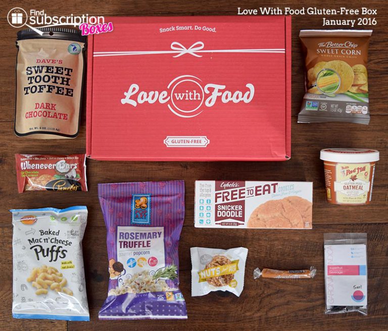 Love With Food January 2016 Gluten Free Box Review Coupon